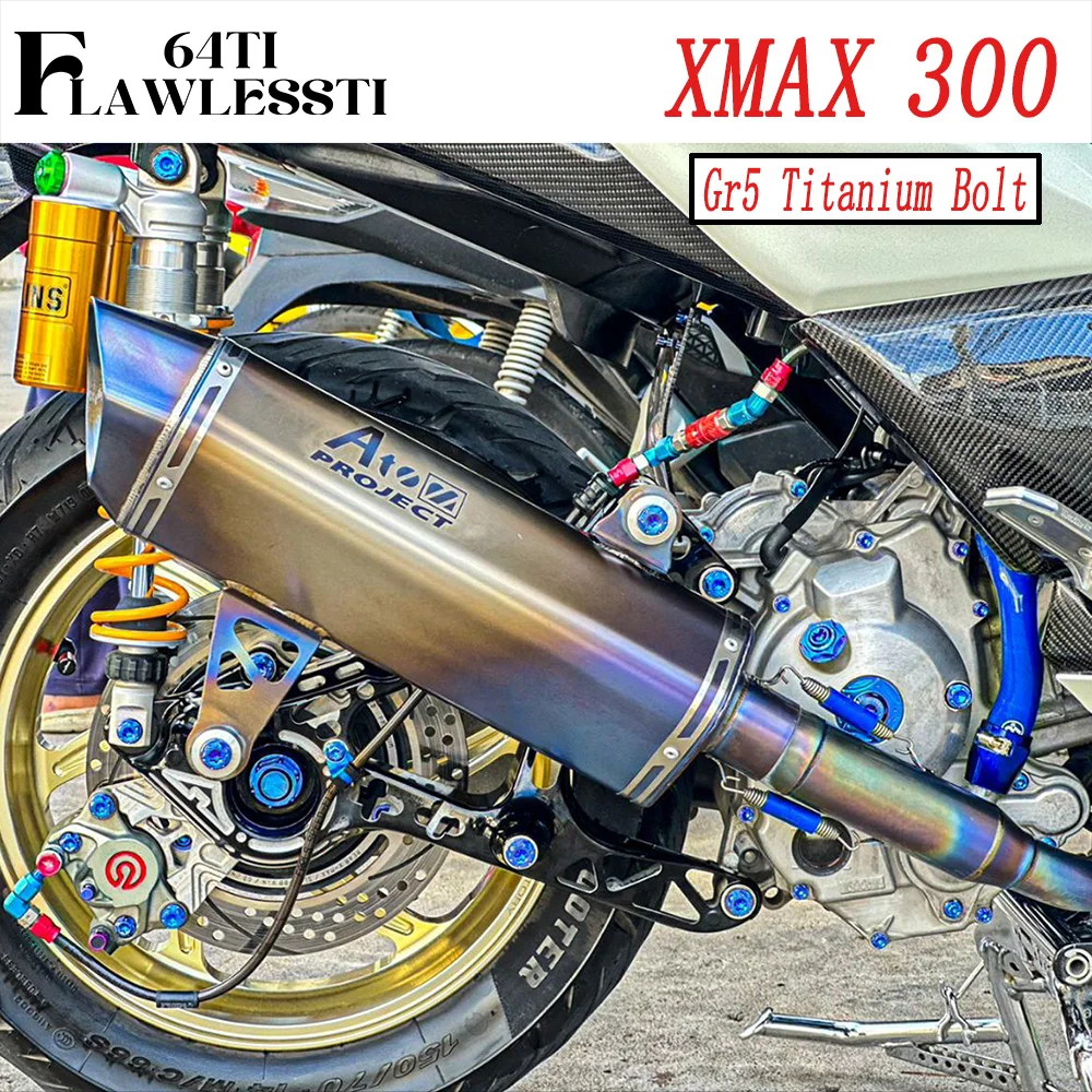 FLAWLESSTI Gr5 Titanium Bolts Crankcase Engine Inject Oil Gear Oil Caliper Pipe Bolts Rear Nut For Yamaha Xmax 300 2017-2025