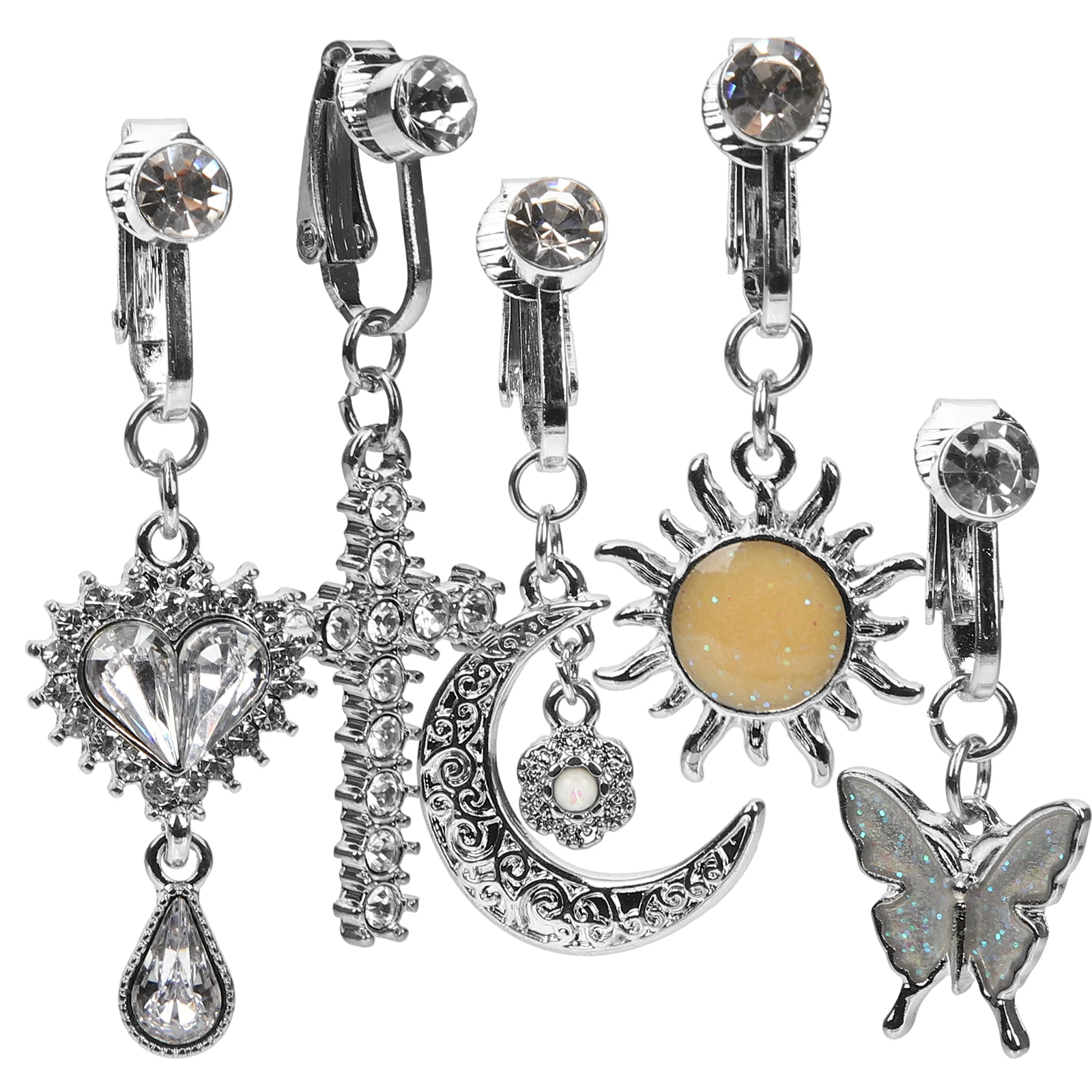 

Stainless Steel Belly Rings Navel Ring Clip on Body Jewelry Silver Color Women Fake Non Piercing Belly Button Ring