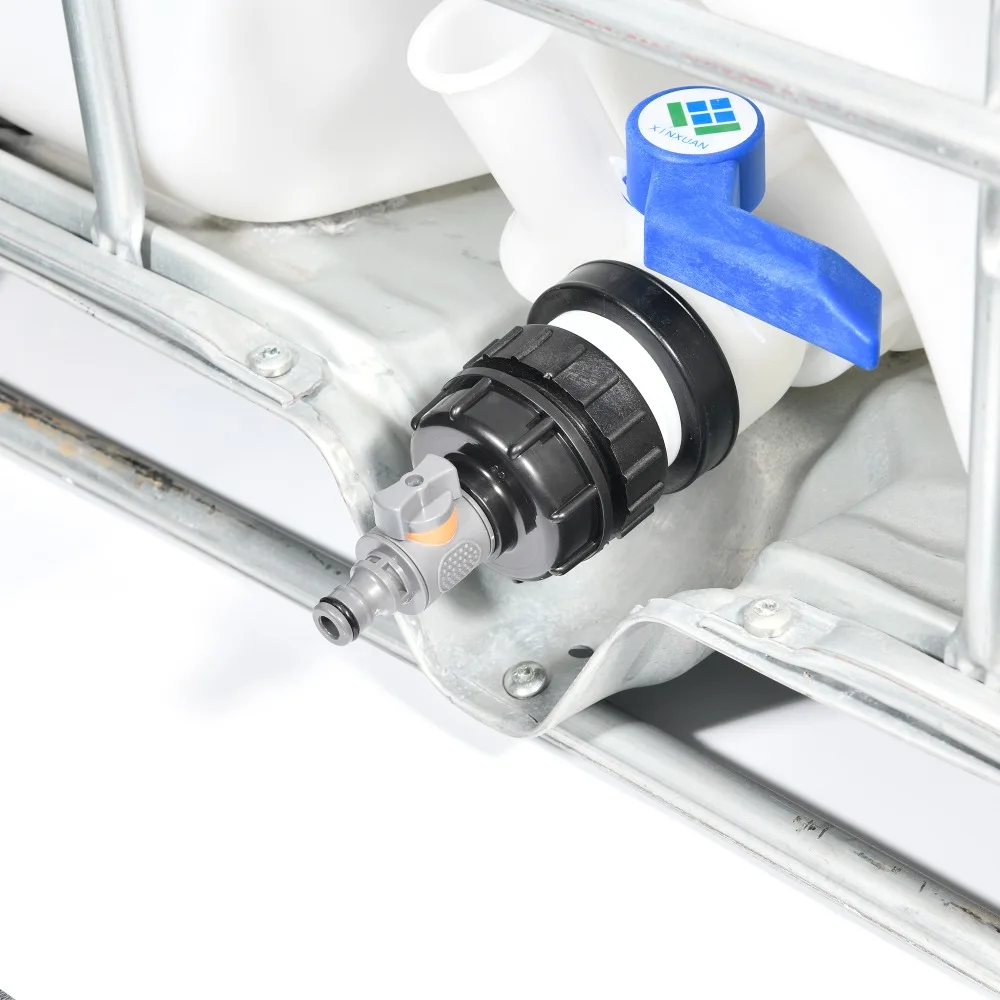 

1 комплект IBC Tote клапан, шланговый соединитель S60x6, адаптер для крана с резьбой для дождевой бочки 264Gal, стандартный садовый резервуар для орошения в США/ЕС