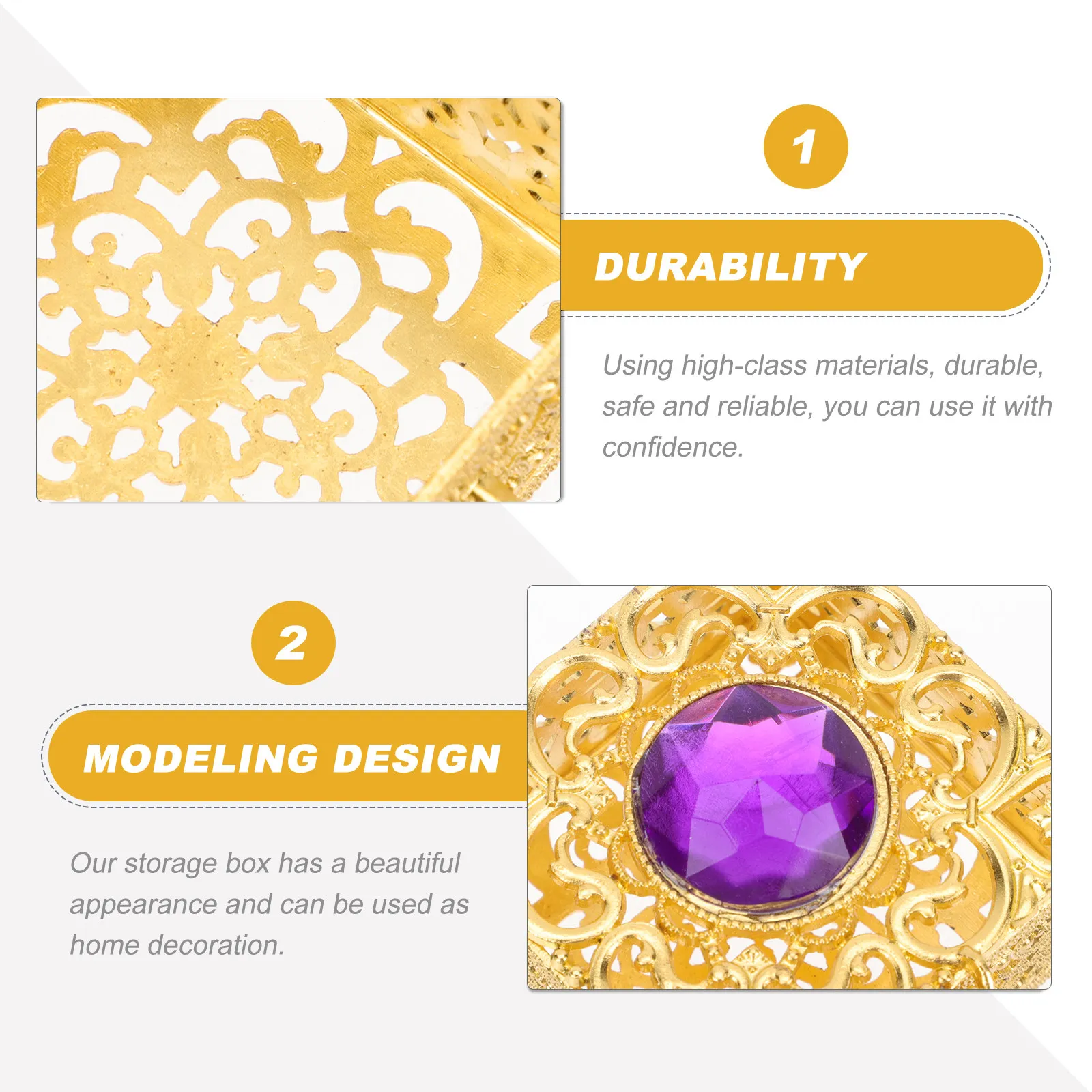 

2Pcs Metal Jewelry Boxes Vintage Exquisite Decorative Ring Storage Cases for Bedroom Desktop Multi-Function Jewelry Accessory