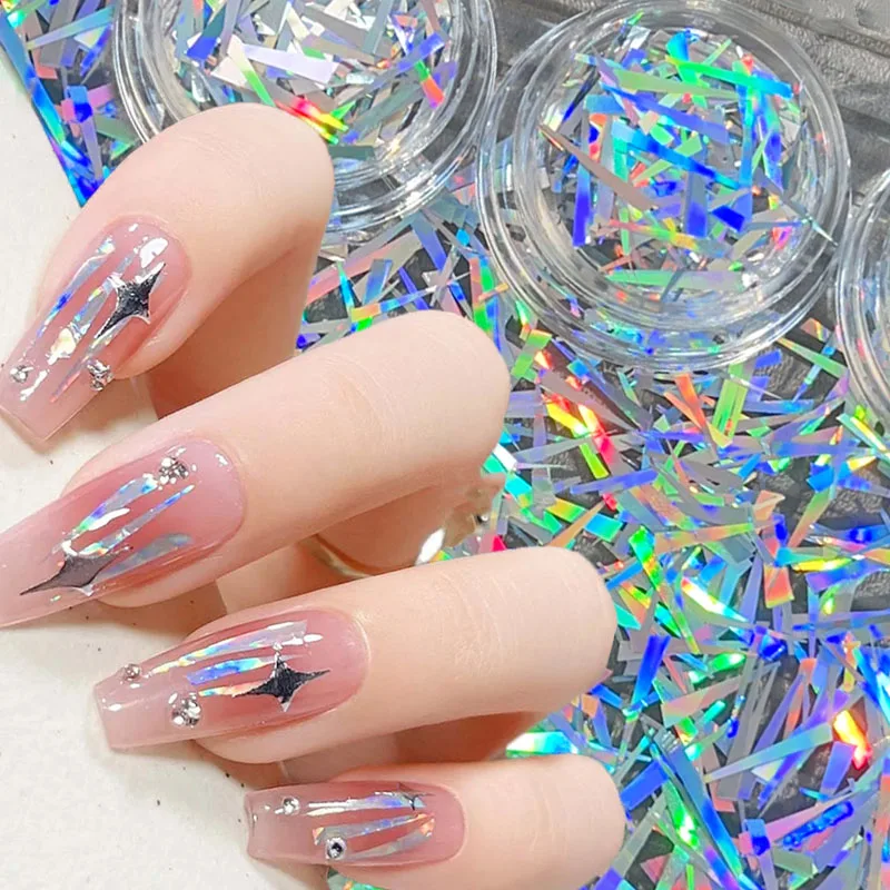 5box DIY Aurora Glass Shard Paper Nail Sticker Irregular Manicure Decals Clear Holographic Broken Glass Nai Arts Accessories