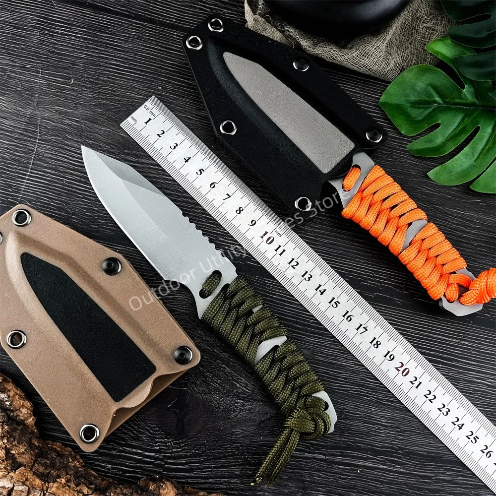 Best-Selling Compact Fixed-Blade Knife with Sheath  8Cr13Mov Blade, Nylon Cord Handle, Outdoor Knife for Hiking Camping Fishing
