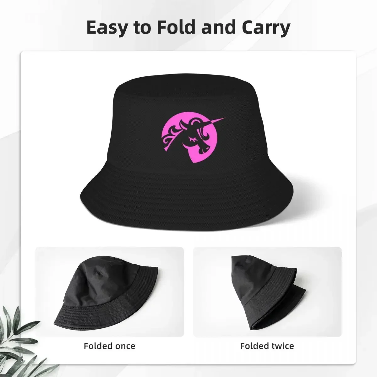 Pink Unicorn Cafe Logo Bucket Hats Panama Hat Children Bob Hats Cool Fisherman Hats Summer Beach Fishing Unisex Caps