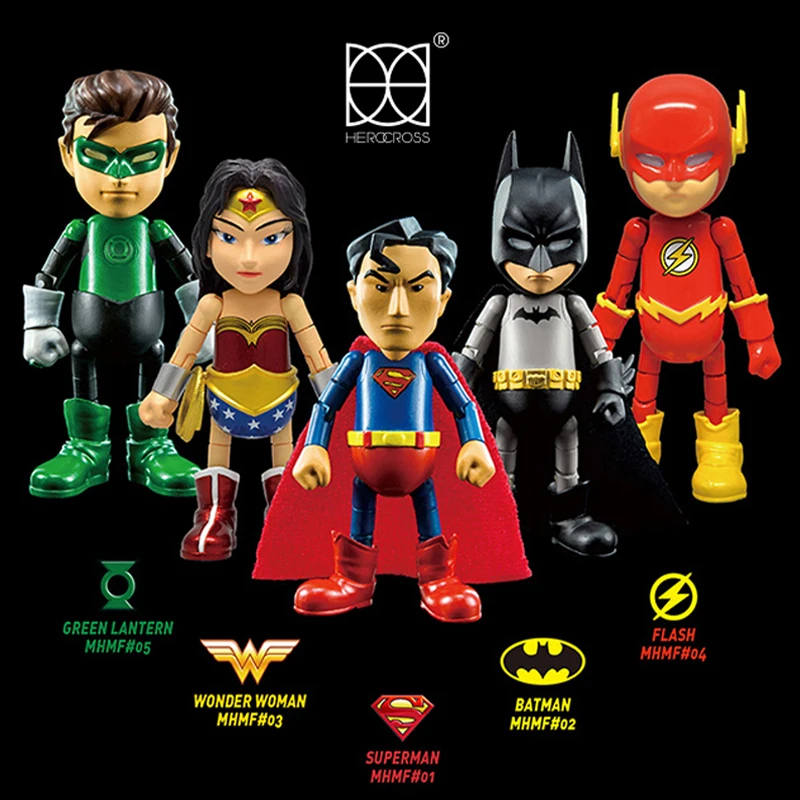 HEROCROSS Dc Justice League Batman Wonder Woman Q Edition Handmade Doll Luminous Model Toys Home Decoration Model Gift