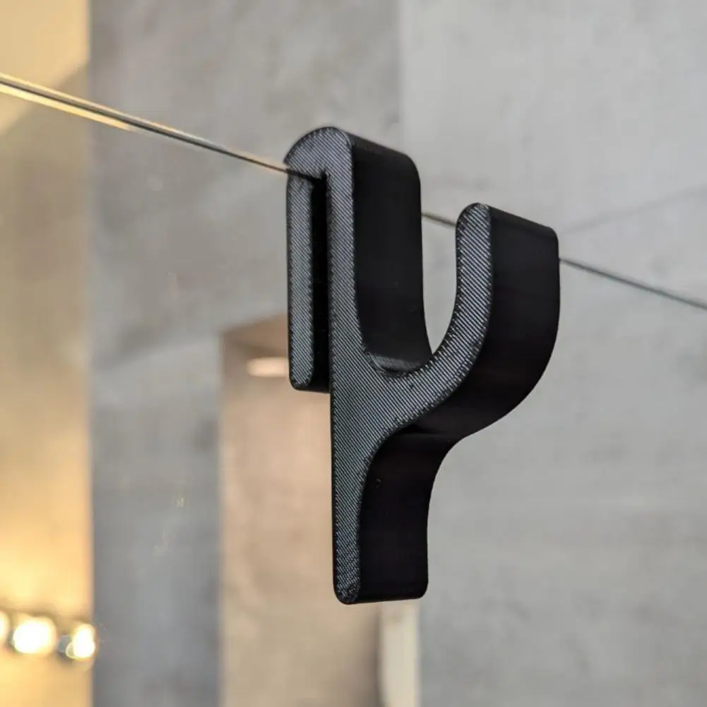Bohrfreie Duschvorhanghaken aus schwarzem Kunststoff – Handtuchhaken für Glasduschtüren, Badezimmer-Organizer für Handtücher, Badeschwämme und Bademäntel – Detail 14