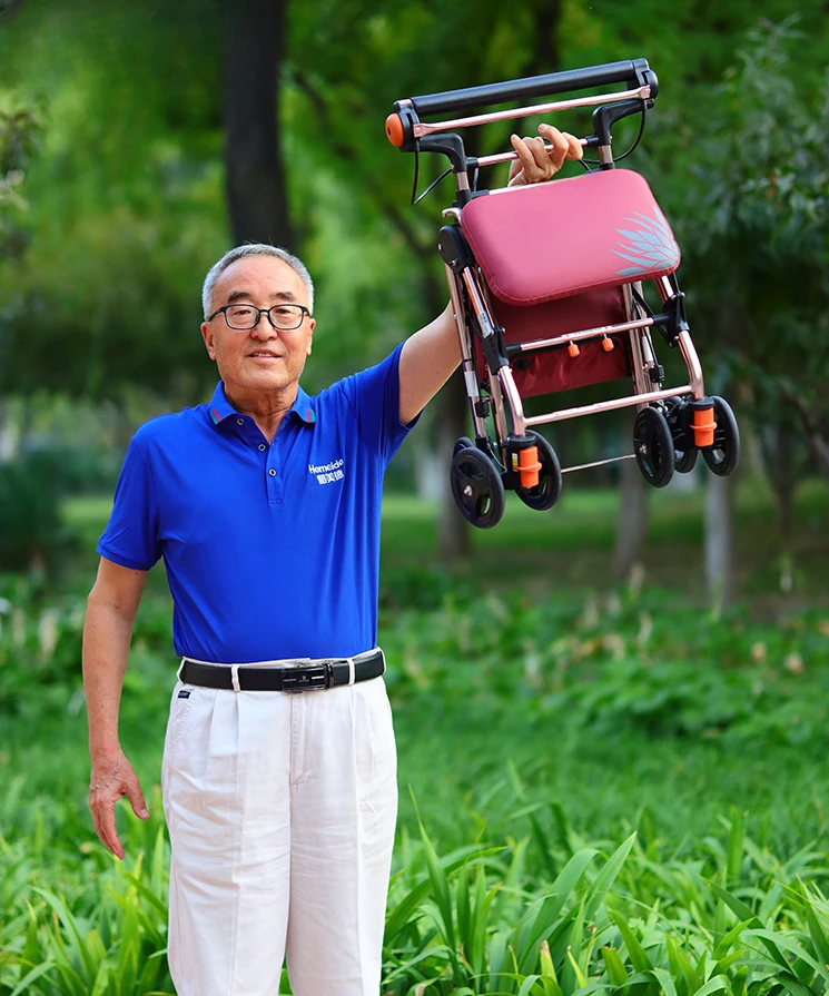 Elderly walker helping driving trolley the elderly walker shopping elderly car