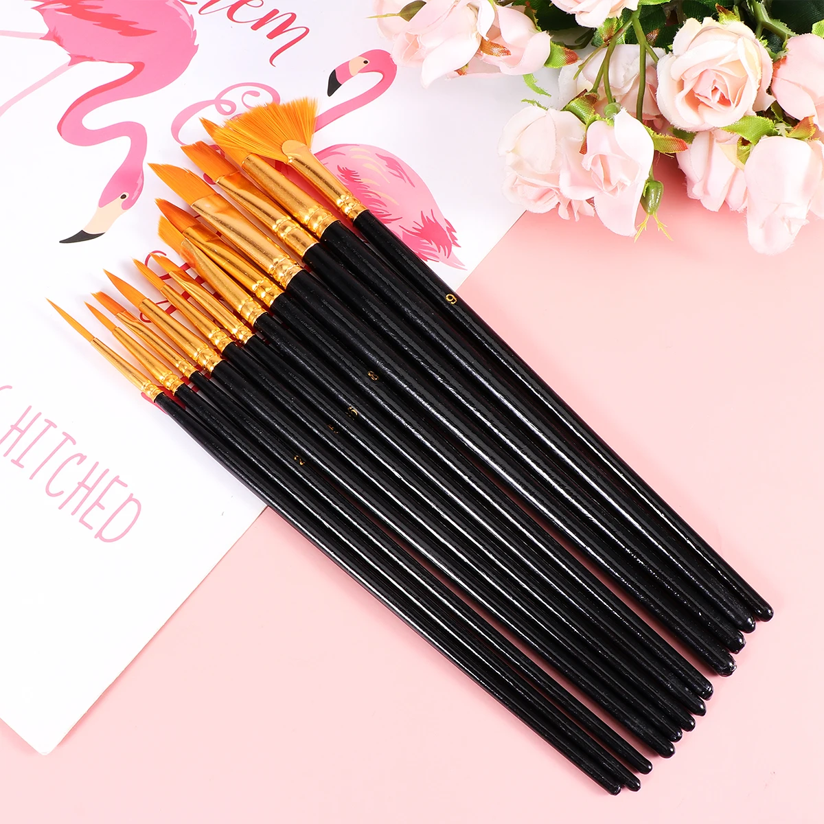 

12pcs Oil Paint Brush Set Professional Watercolor Painting Brushes Different Shapes For Students Artists Kids Travel Nylon Hair