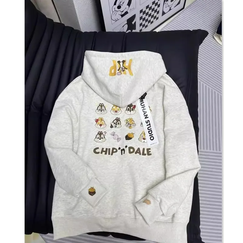 

Retro Cartoon Hat Sweatshirt Women's Spring Autumn Thin Design Sense Small Squirrel Pattern Korean Style Outerwear Trendy