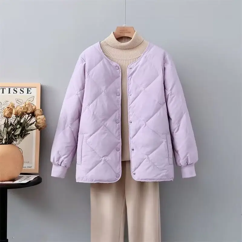 2024 giacca corta imbottita in cotone cappotto femminile in piumino di cotone autunno inverno donna leggero sottile trapuntato reticolo parka Casual top cappotti