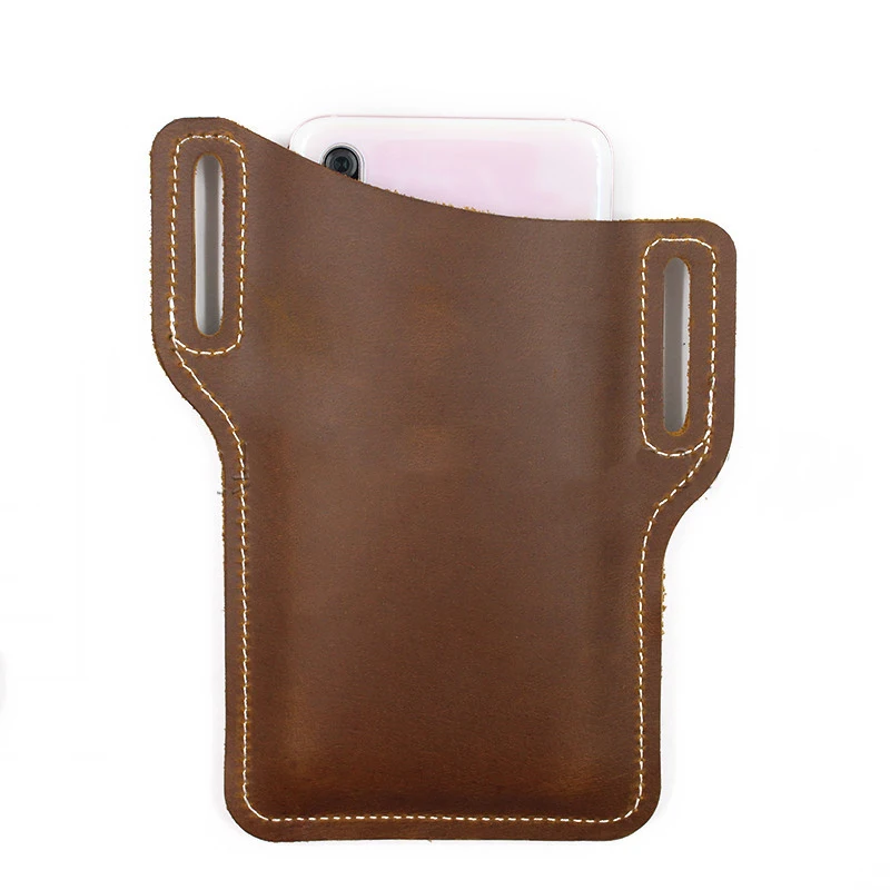 Luxury Genuine Leather Cellphone Loop Holster Case Mens Belt Waist Bag Phone Case Phone Wallet Pouch for Samsung for IPhone