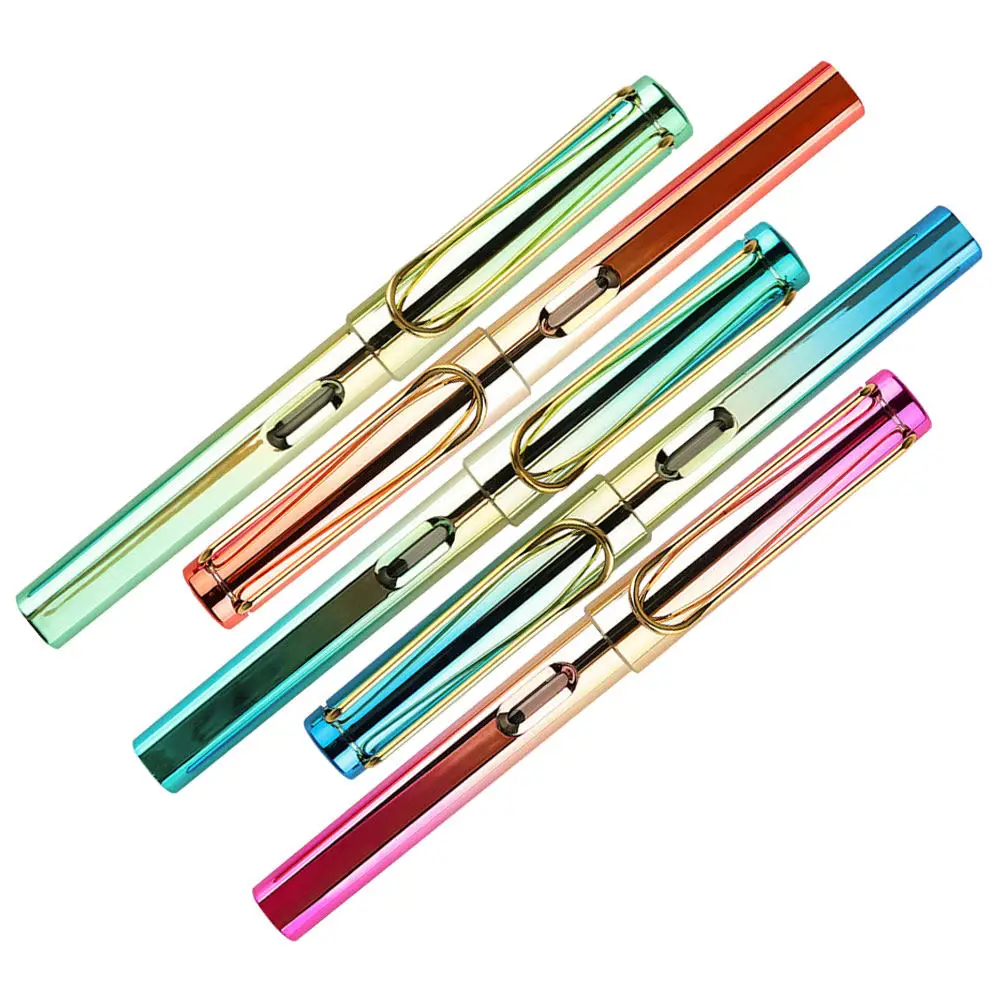 

5Pcs Steel Nib Fountain Pens Students Calligraphy Practice Colored Portable Ink Supplement Writing Supplies Fountain Pen