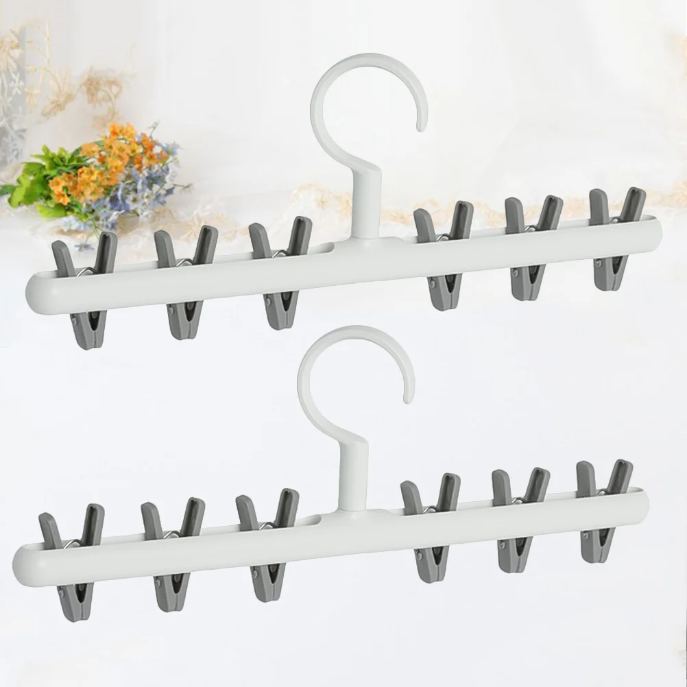 2 Pcs Wind-proof Hanger Socks Drying Clips Pp Storable Rack Holder Clamp