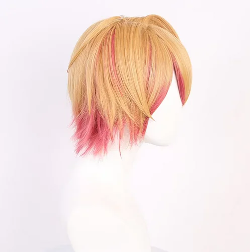 Anime Oshi No Ko Aqua Cosplay Wig Hoshino Akuamarin Short Wig Yellow Pink Wig Cosplay Hair Cos Party Role Play Props