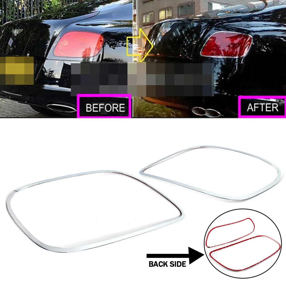 Rear Lamps Cover Cap For Bentley Continental GT GTC 2-door 2012-2018 Rear Trim Tail Lights Lamp Rims Chrome Framework Auto Parts