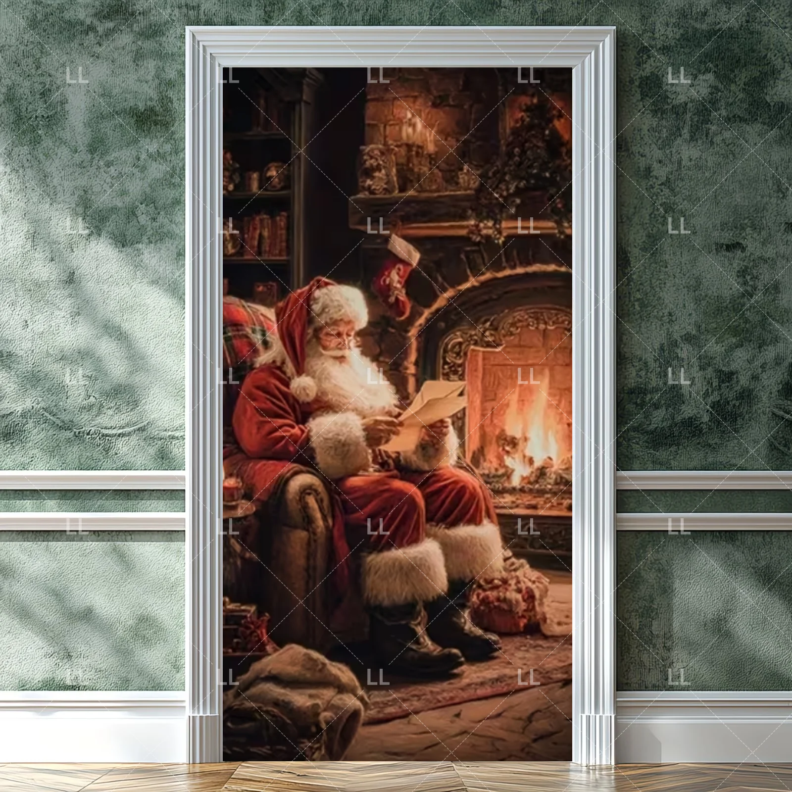 Fireplace Fire Flame Background Winter Christmas Party Decor Backdrop Brick Wall Firewood Burning Xmas Photography Studio Props