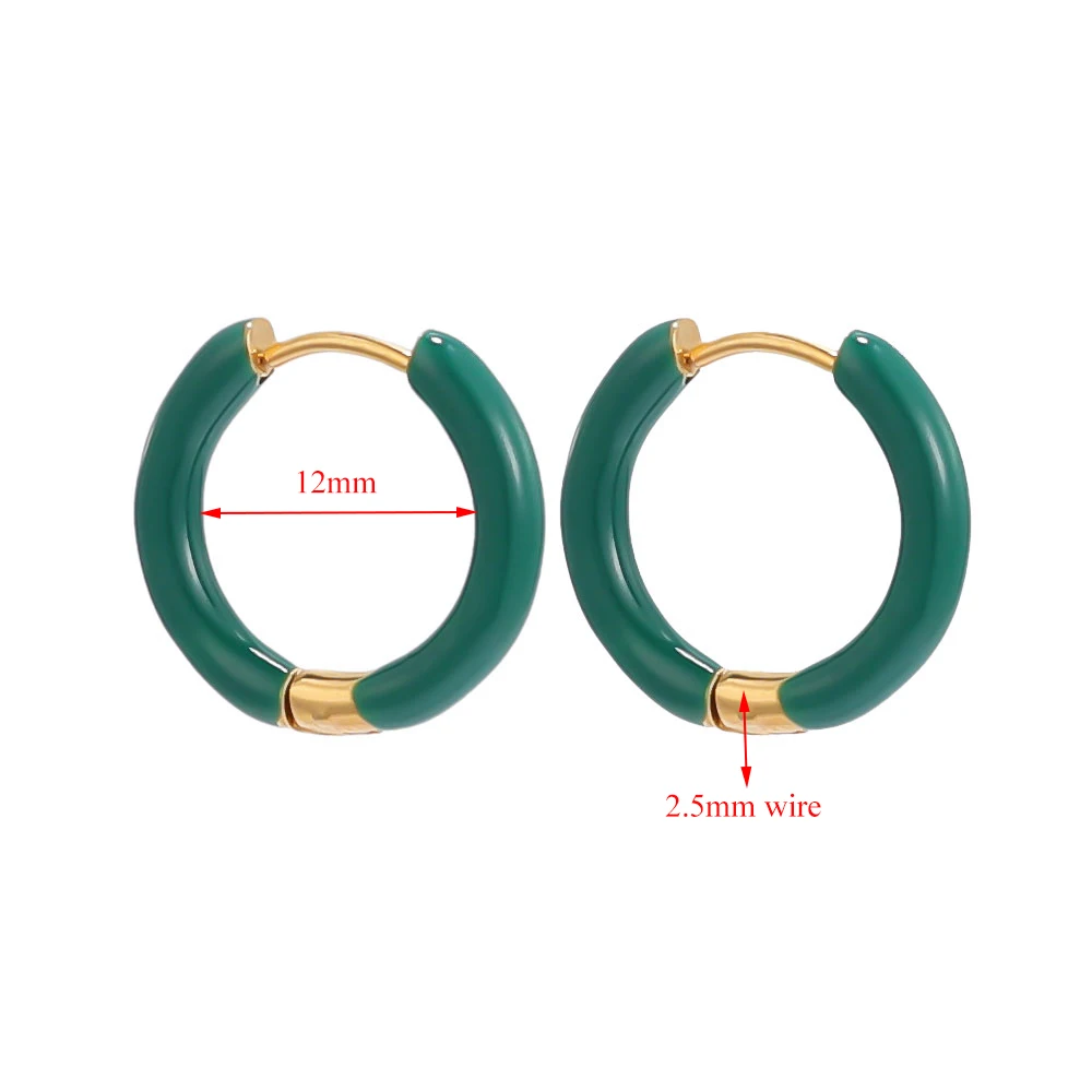 1 Pair Women Fancy Candy Color Enamel Hoop Earrings Sweet Summer Hoop Huggie Earrings Settings Stainless Steel Jewelry Supplies