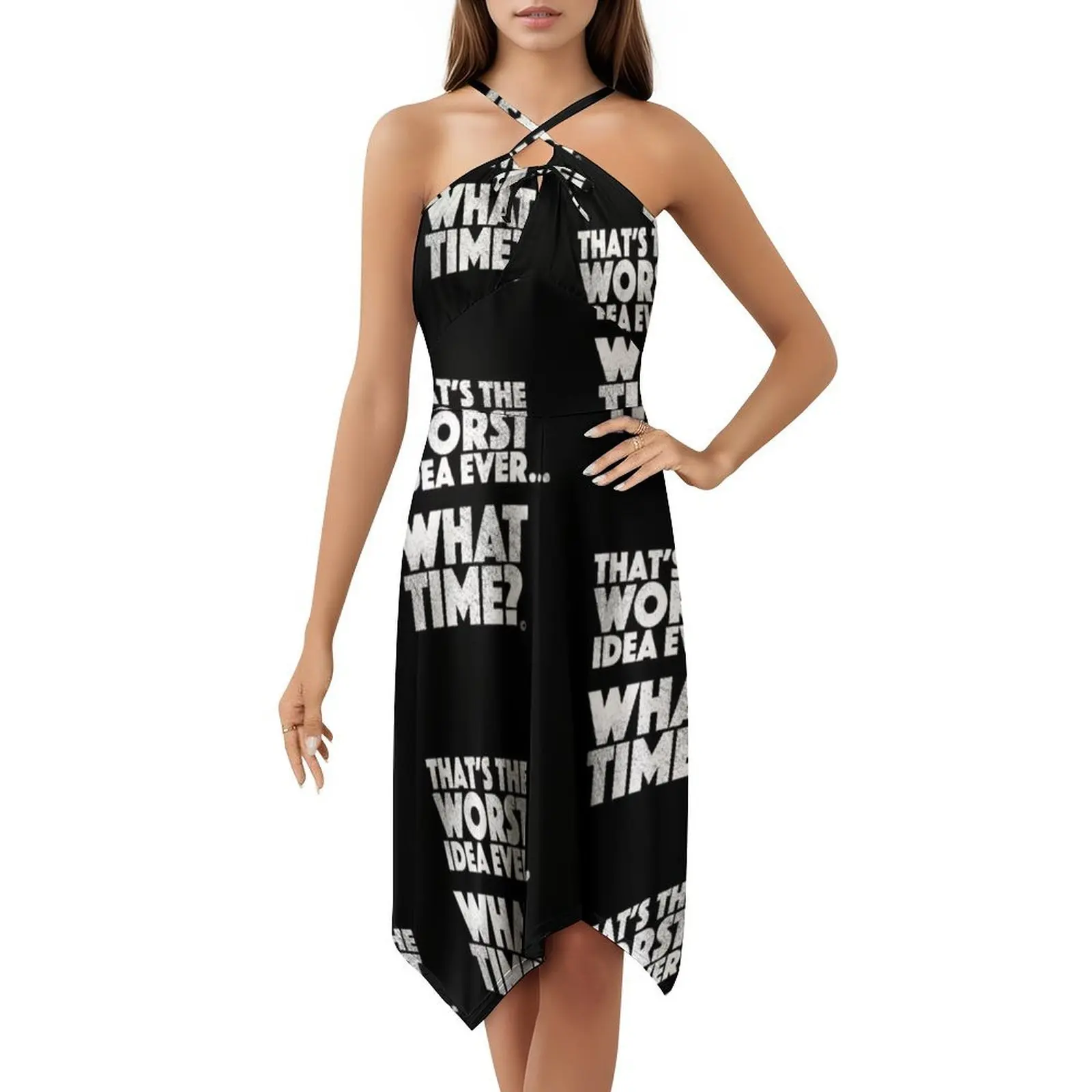 "أسوأ فكرة على الإطلاق" مضحك أفضل صديق تي شيرت المرأة الشارع الشهير فستان الحفلات العصرية طباعة نادي الملابس للإناث أفضل