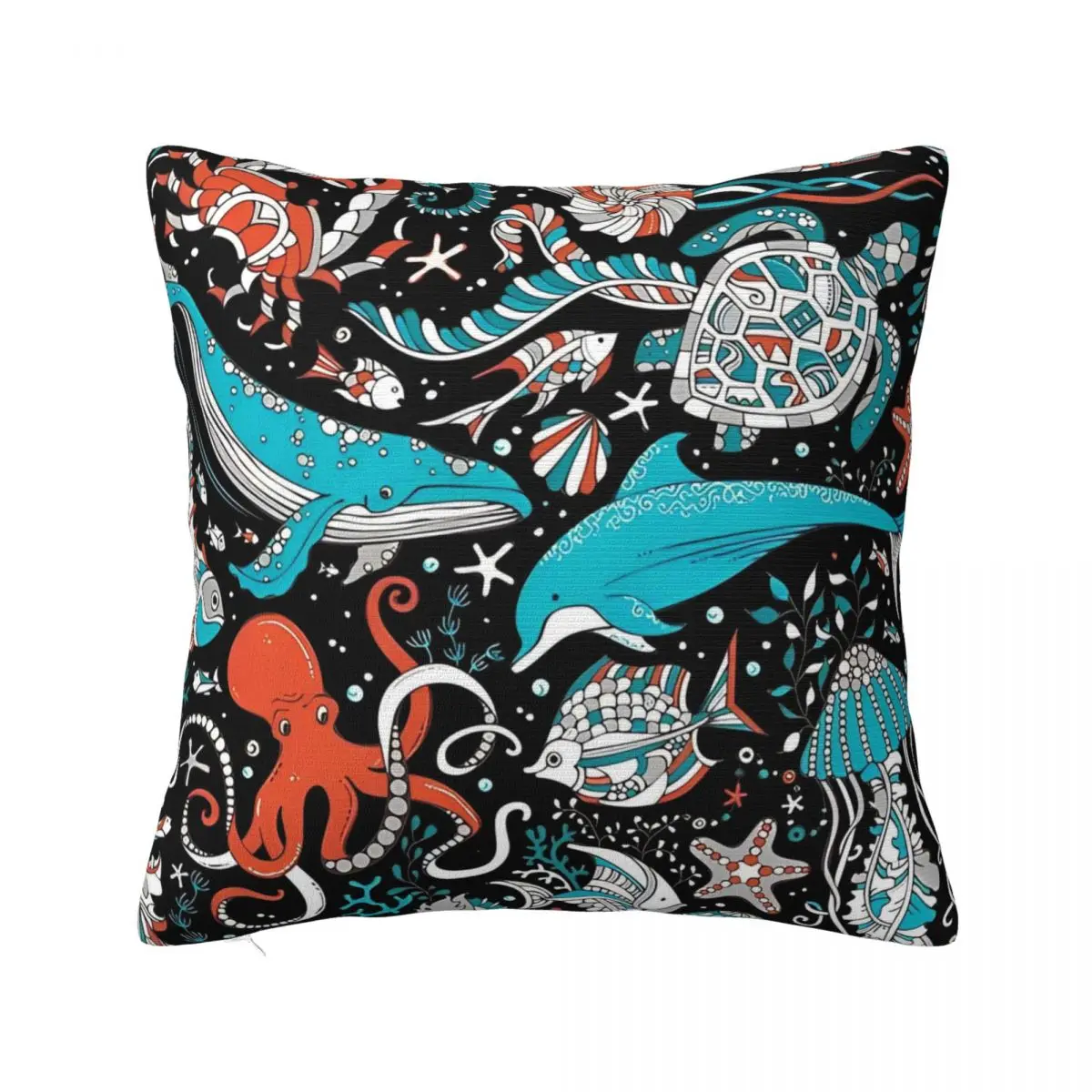 Pillow Cover Sea Style Turtle Octopus Graphic Cushion Cover Whale Sea Horse Pillow Case For Sofa Bedroom Home Decor Pillowcases