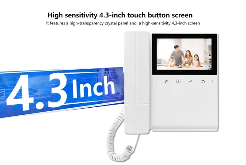4.3inch IPS Screen  1V1 Wired Intercom Video Doorbell Visual Door Peephole Viewer Door Phone Camera
