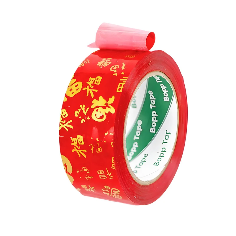 4.5x100Y Chinese Lucky Fu Packaging Tape Red BOPP Sealing Adhesive Tapes Logistics Express Paper Boxes Packaging Tapes Business