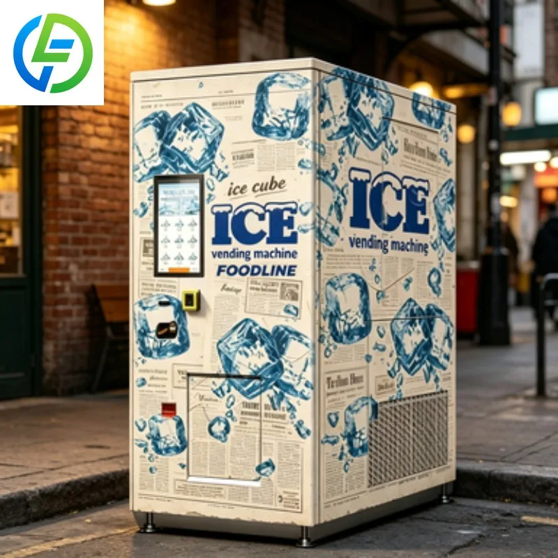 FL Customized Commercial Self Service Automatic 24 Hour Ice Cube Maker Dispenser Vending Machine Commercial Setup