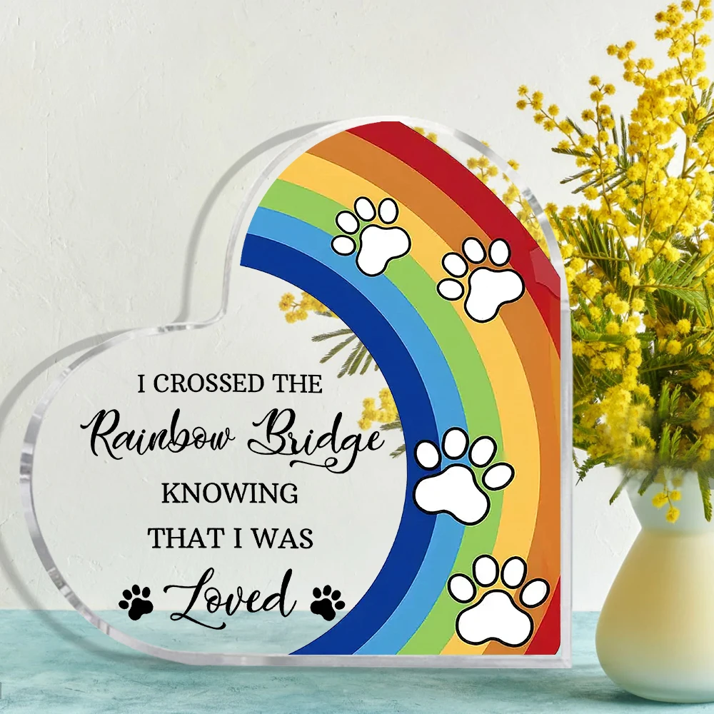 1 قطعة الحيوانات الأليفة التذكارية الاكريليك قوس قزح جسر الكلب هدية ، هدية البهجة لتذكاري فقدان الحيوانات الأليفة ، هدية الاهتزاز للكلاب والقطط