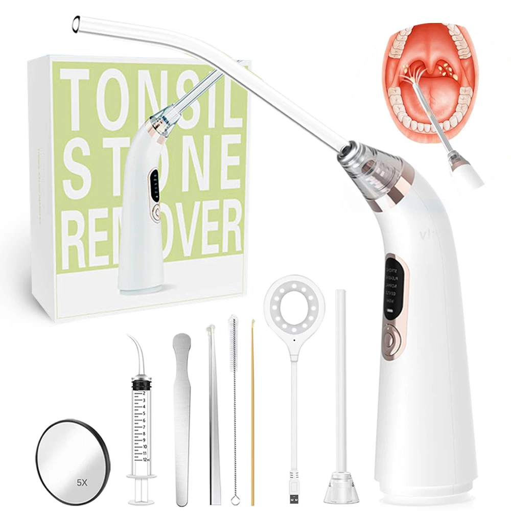 Tonsil Stone Remover Kit Electronic Vacuum Oral Care Mouth Cleaner with 5 Suction Modes 10 in 1 Instant Suction Tools