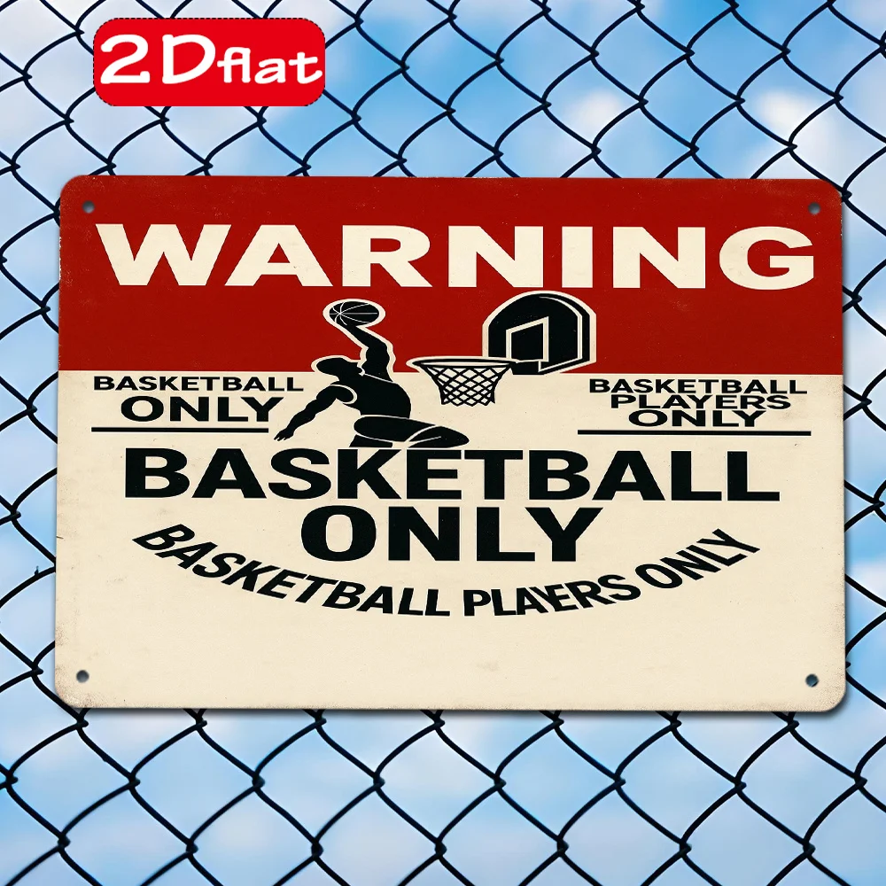 A 2D/Flat Sign, 1pc, Featuring a Red Background with White Text And a Silhouette of a Basketball Player