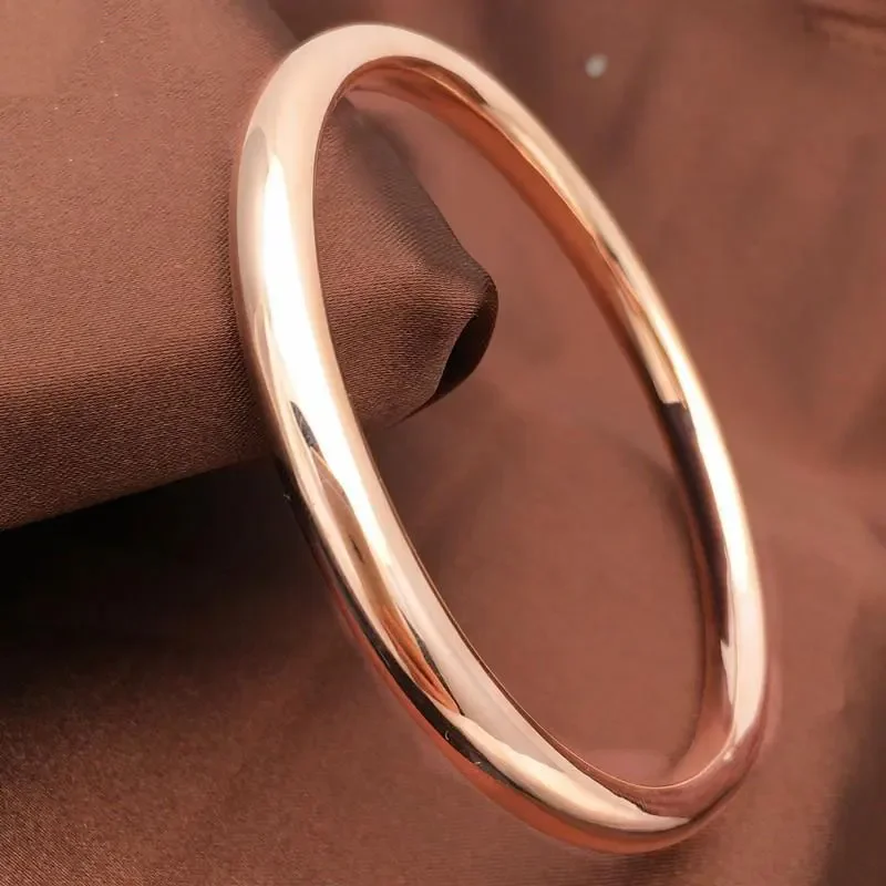 Creative Wide Edition Glossy Simple Bracelet for Women Plated 14K Rose Gold Classic Luxury Wedding Party Jewelry