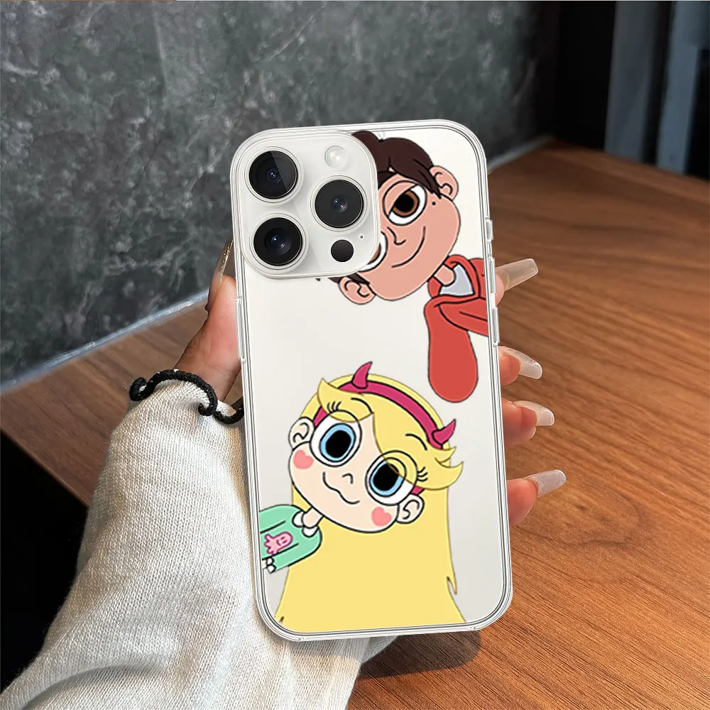 Phone Case for iPhone 11 12 13 14 15 16 Max Pro Plus Transparent Soft Shell MINISO S-Star VS F-Forces Cartoon E-Evil