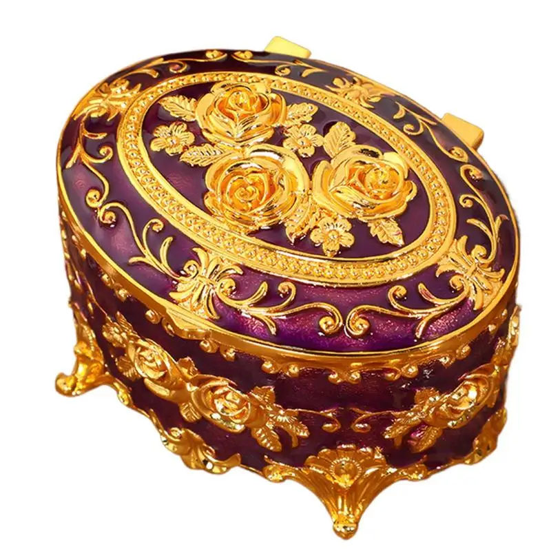 

Retro Metal Trinket Box Vintage Metal Storage Case Antique Jewellery Storage Case With Lid For Earrings Necklaces Bracelets