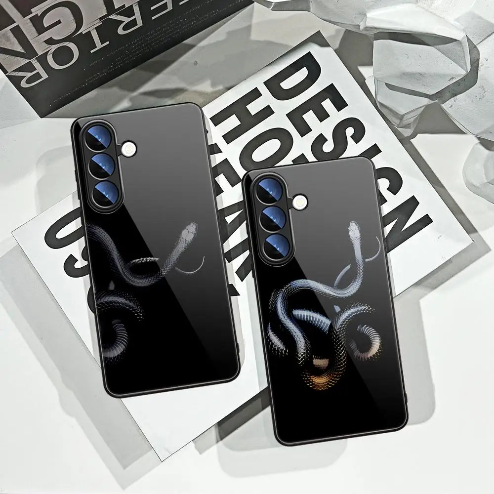 Luxury Black Snake Phone Case for Samsung Galaxy S25 S24 S23 S22 S21 S20 Note20 FE Ultra Plus 4G 5G Anti Fall Matte  HYBXAXC