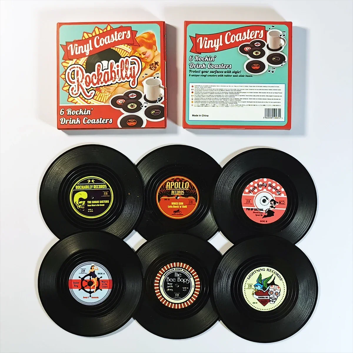 Anti-slip Retro Cup Mat Vinyl Record 4/6pcs Coasters Music Drink Holder Mug Table Placemat Heat-resistant Non Slip ROCKABILLY