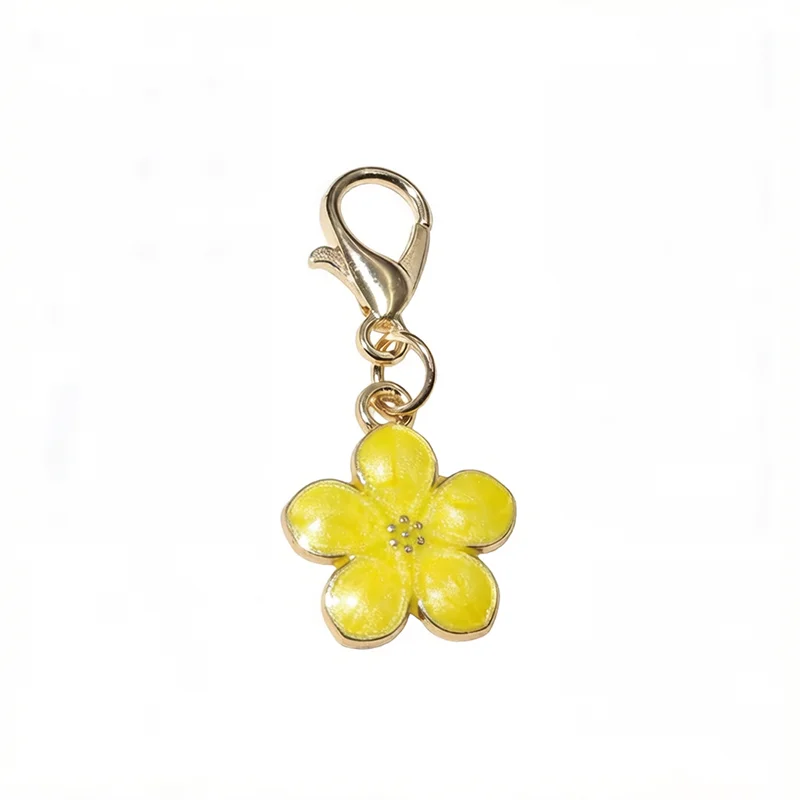 10pcs Lobster Clasp with Enamel Flower Charms