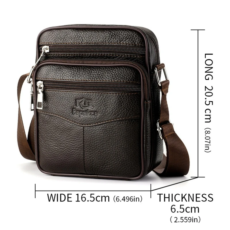 Genuine Leather Crossbody Bag for Men Lightweight Vertical Shoulder Bag Fashion Business Casual Style
