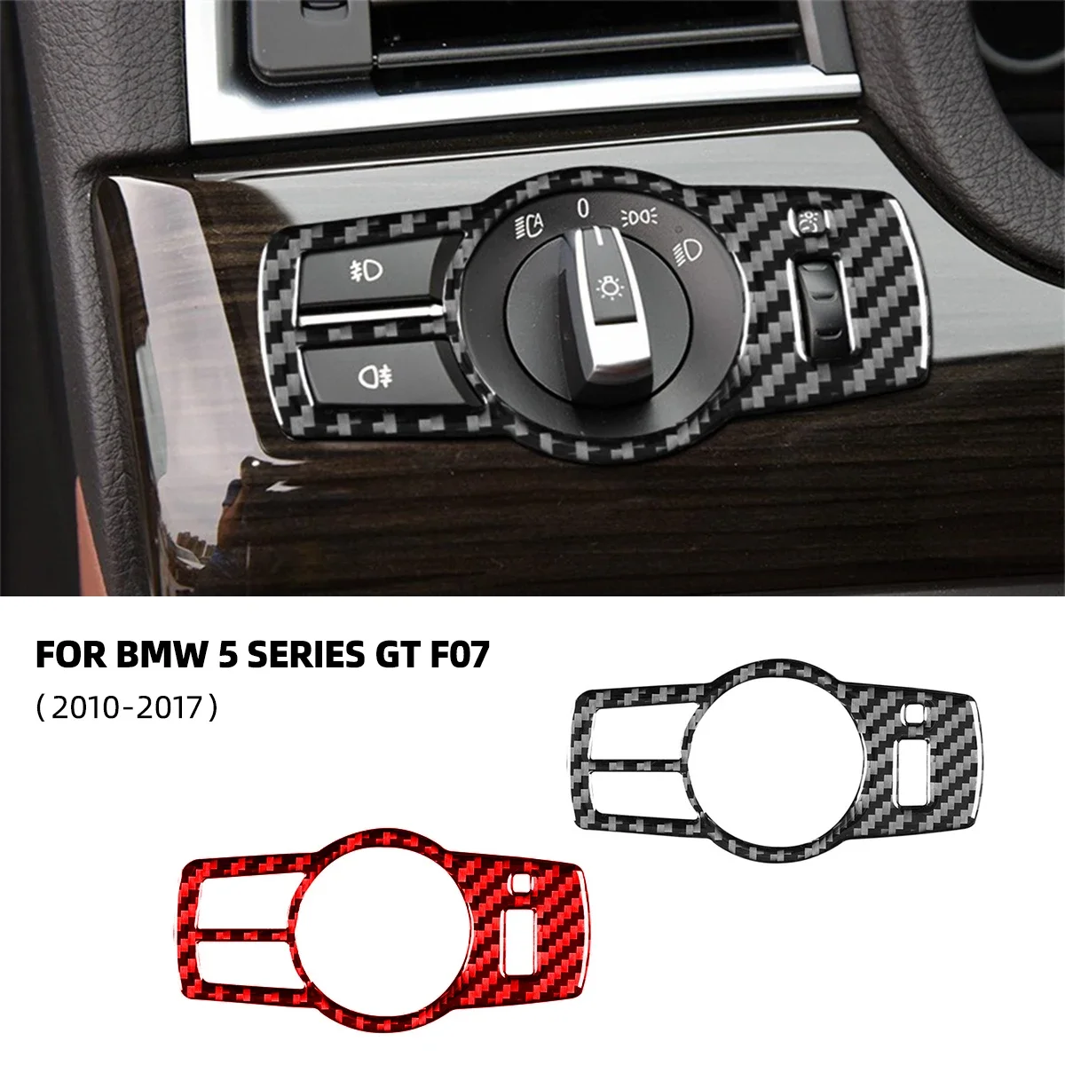 

For BMW 5 Series GT F10 F07 F01 F25 F26 2010-2017 Carbon Fiber Car Headlight Switch Decoration Car Stickers Accessoire Voiture