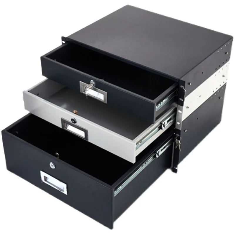 19-inch network cabinet 2U drawer, air case, microphone storage drawer, new pull-out belt lock cabinet accessories