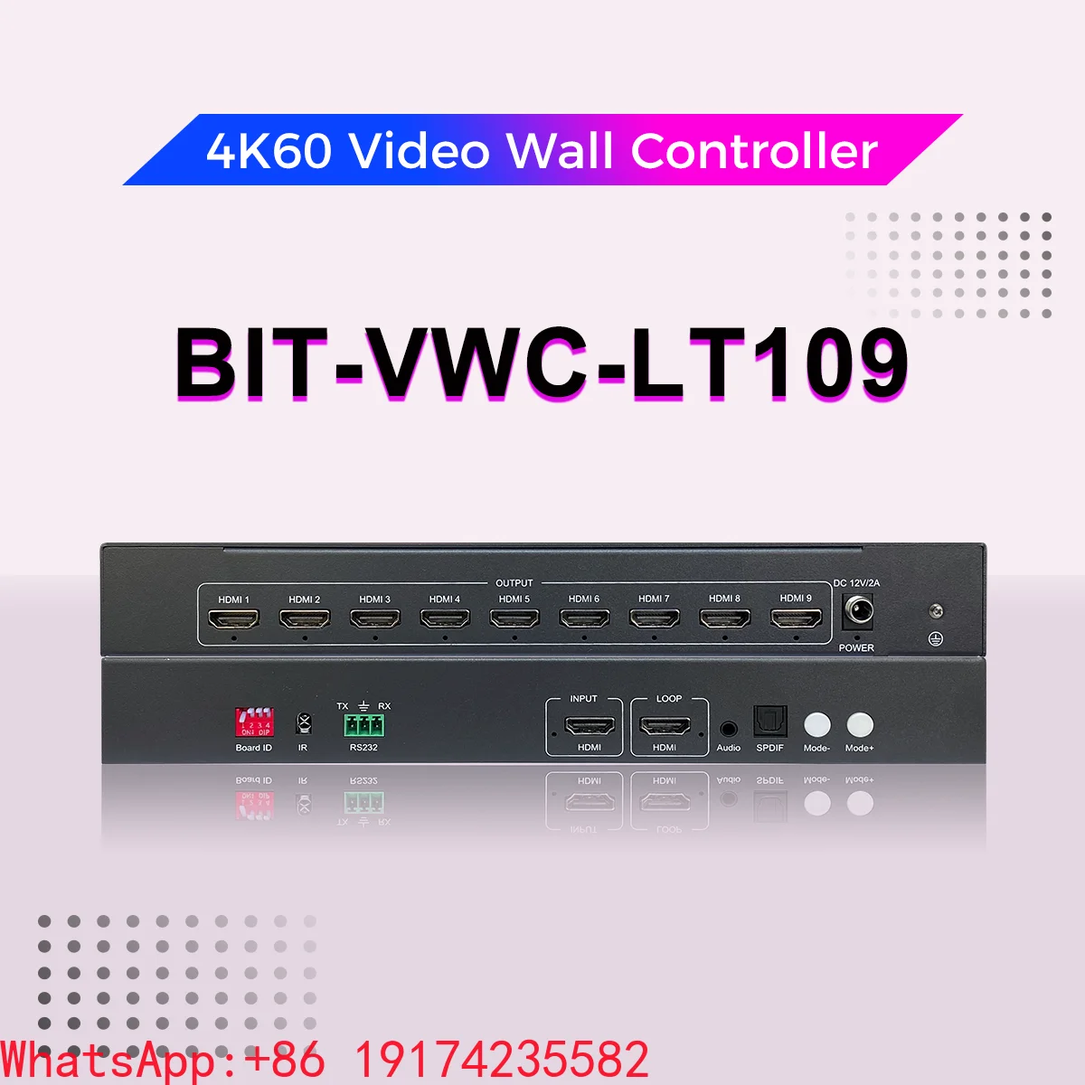 4K60 Video Wall Controller 1 in 9 Out HDMI with Loop Out, Cascadable 16 Units Max 144 Displays for Command Center & Control Room