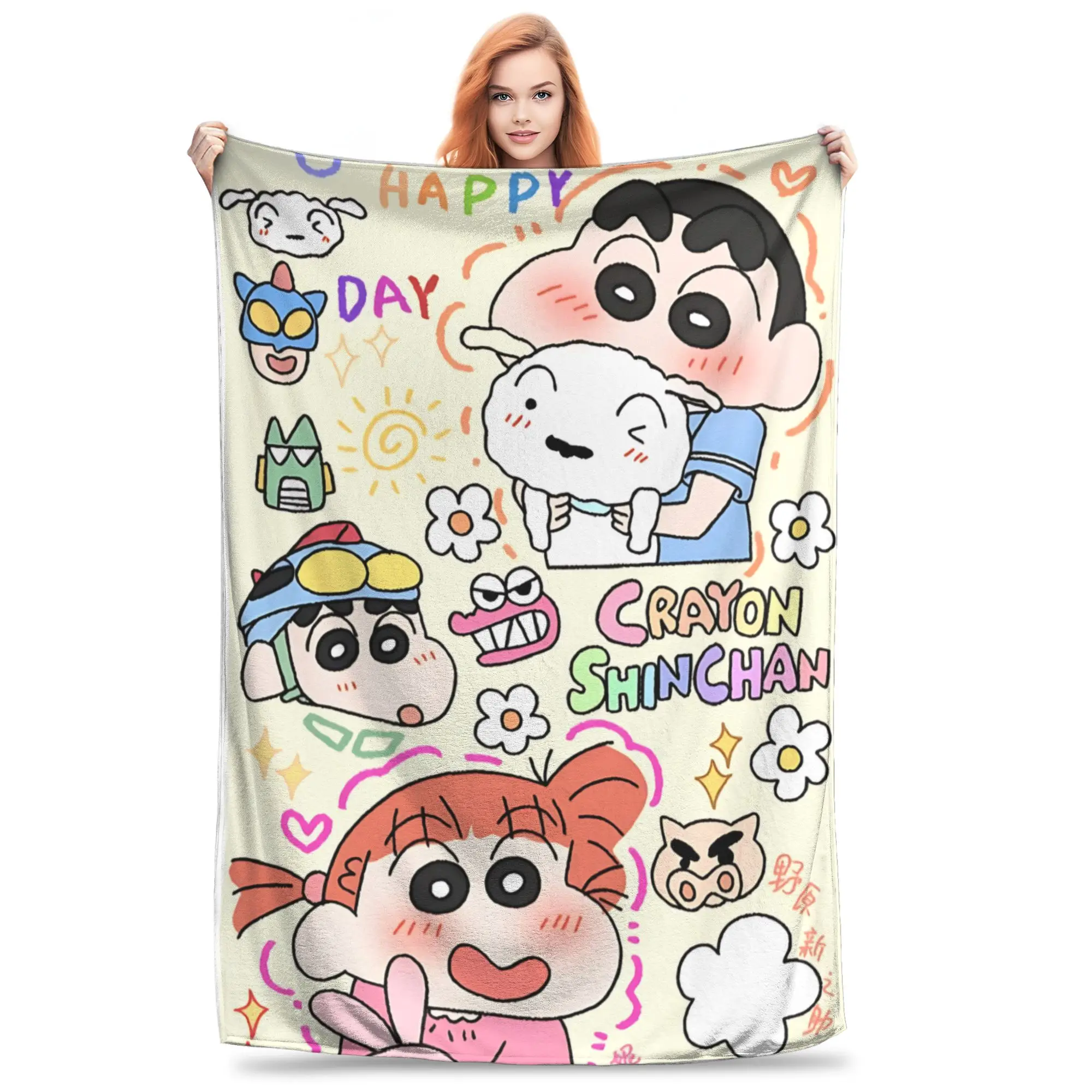 1PC home Cutecore Crayon S Shin chan  Blanket Super Cosy Plush Home Living Room Sofa halloween