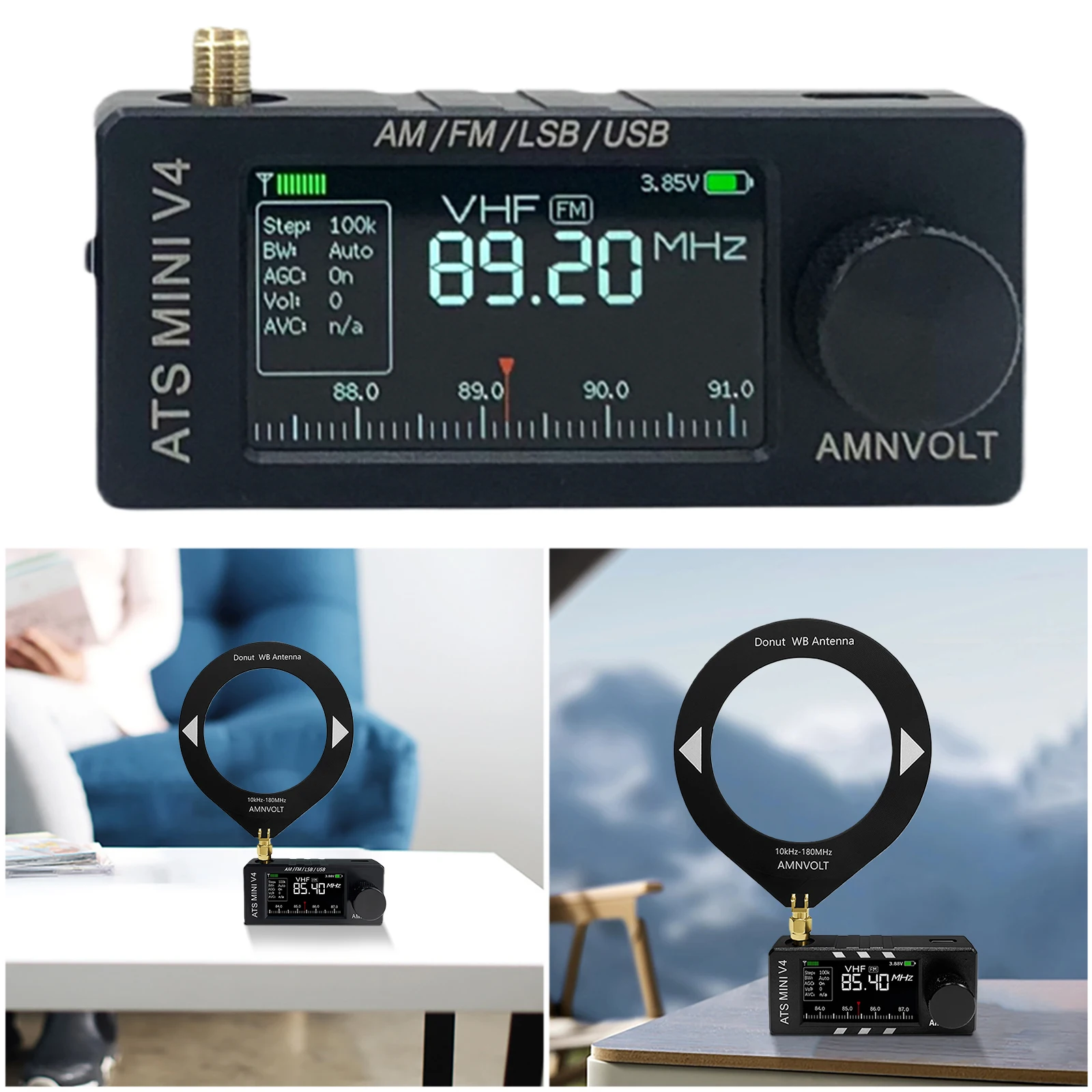 

AMNVOLT V4 ATS MINI Radio with Headphone Amplifier Full-Band DSP Radio Portable AM FM Radio Receiver for Walking Hiking Camping