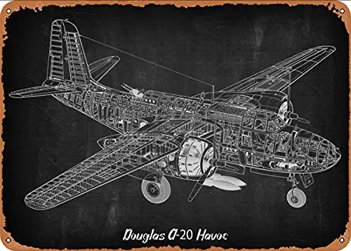 Douglas A20 Havoc Metal Tin Sign Wall Decor Man Cave Military Fan Gift Home Bar Pub Decorative Military Posters 12x8 Inch