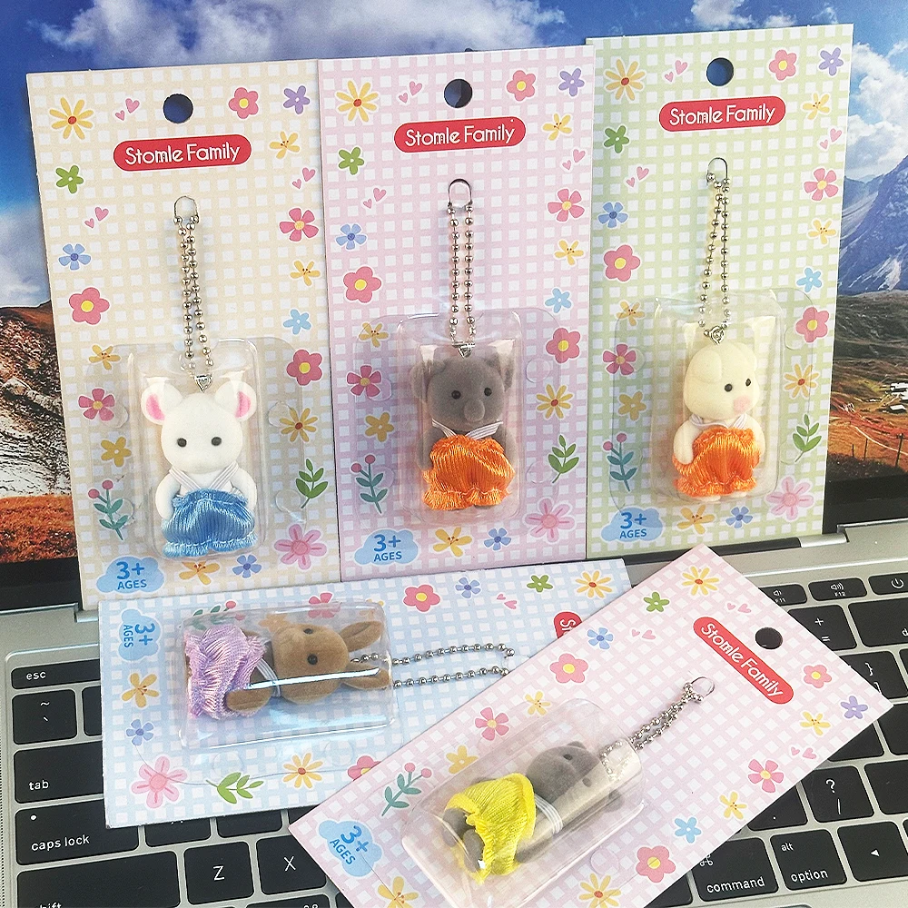 1-3 pezzi mini casa delle bambole coniglio scoiattolo elefante bambola animale con catena pendente può appendere zaino vestiti modello giocattolo regalo
