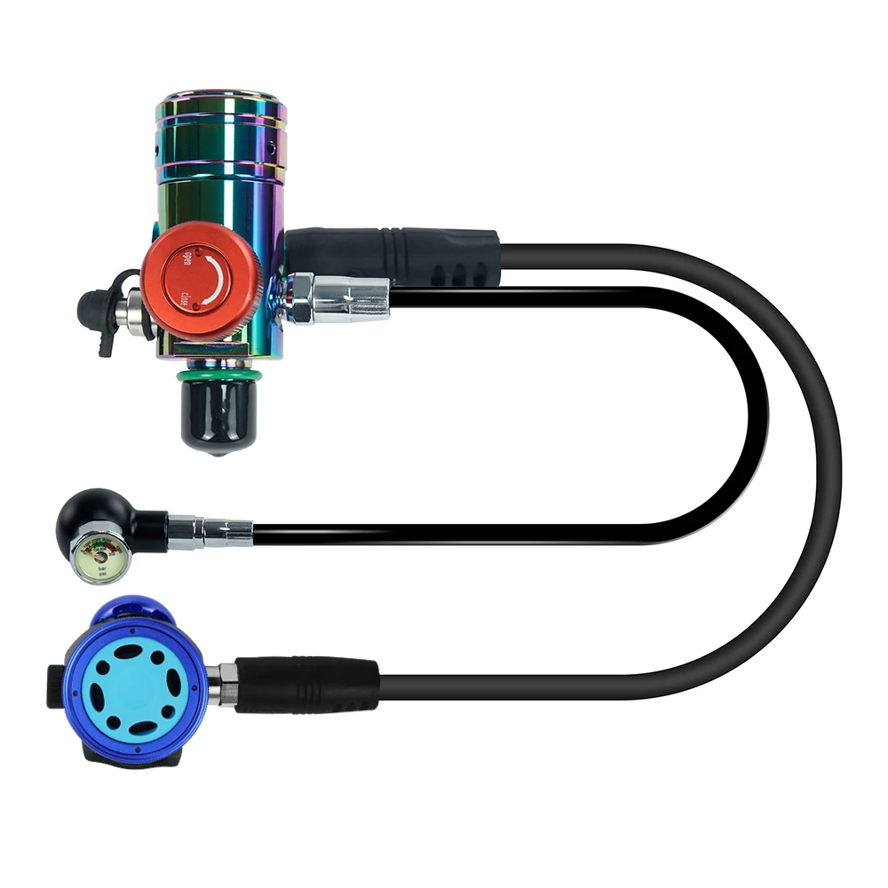 

THAISTONE M18*1.5 Color Brass Breathing First-Stage Regulator with Extended Pressure Gauge and Al-alloy Second-Stage Regulator
