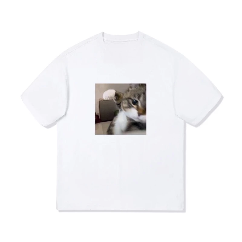 Swing Cat Pet Couple Print Commuting Summer New Casual Fun Crew Neck Short-sleeved T-shirt for Men and Women Y2k Vintage Tee Top