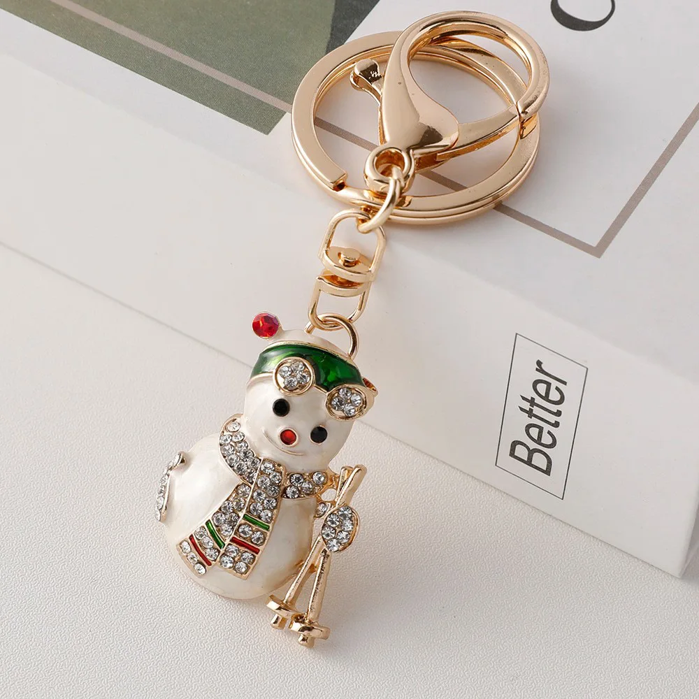 1Pcs Cute Christmas Tree Keychain Oil Drip Metal Pendant Christmas Decoration Cross-Border Wholesale