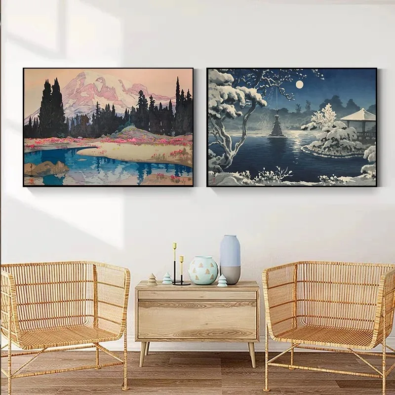 Художественный плакат Hokusai охара Косон, винтажное украшение гостевой комнаты, украшение для дома, холст, печать, настенный плакат, картина