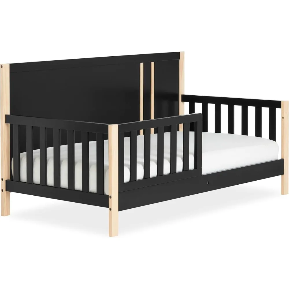 Toddler Bed in Matte Black Vintage, JPMA & Greenguard Gold Certified, Crafted with Sustainable New Zeala