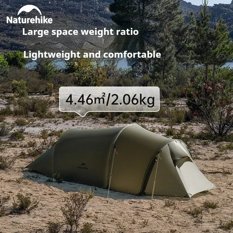 Naturehike Opalus UL Tunneltent 2-3 personen 15D Nylon 4-seizoenen wandeltent Lichtgewicht grote ruimte Outdoor Travel Camping Tent