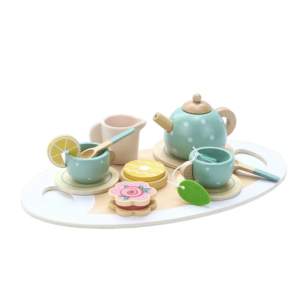 Wooden Tea Set for Kids - Pretend Play Kitchen Accessories 3