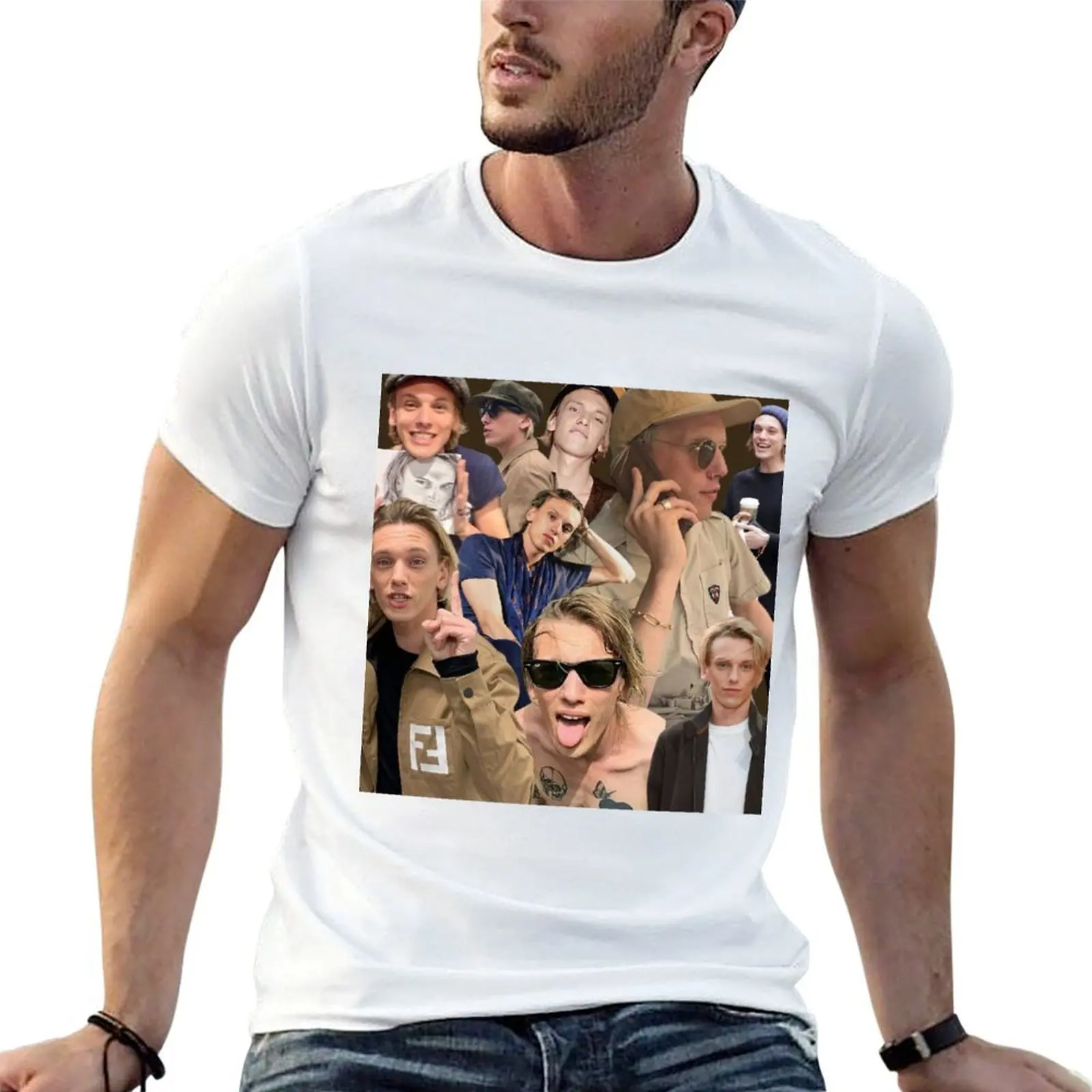 

Jamie Campbell Bower collage T-Shirt t shirts cotton 100% man t shirts for men casual t shirts for man cotton funny T-Shirt